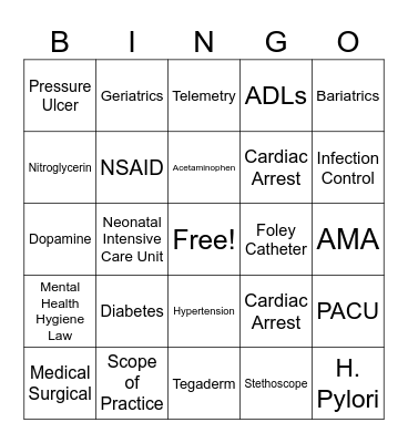 NSAD Bingo Card