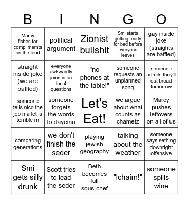 Passover 2024 Bingo Card