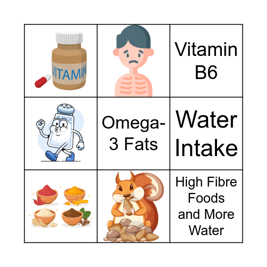 Nutrition Intake for Over 65's Bingo Card