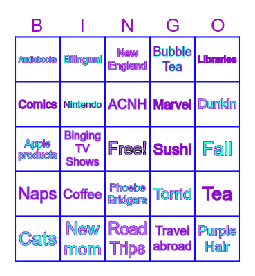 How many interest/likes do you share with May? Bingo Card