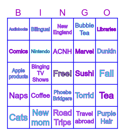 How many interest/likes do you share with May? Bingo Card