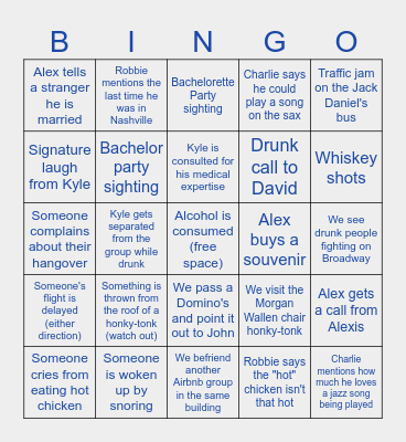 Nashville 2024 Bingo Card