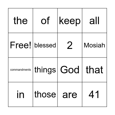 Mosiah 2:41 Bingo Card