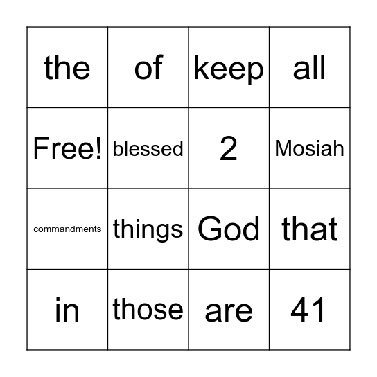 Mosiah 2:41 Bingo Card
