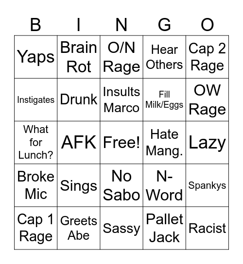 Mogo Bingo Card