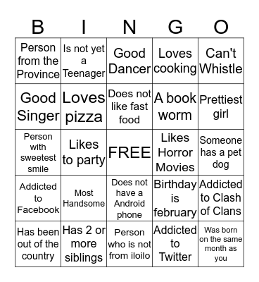 FRIENDSHIP BINGO Card