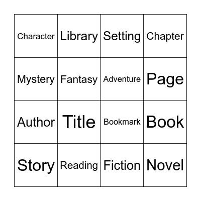 World Book Day Bingo Card