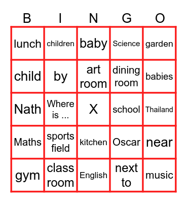 School Bingo Card