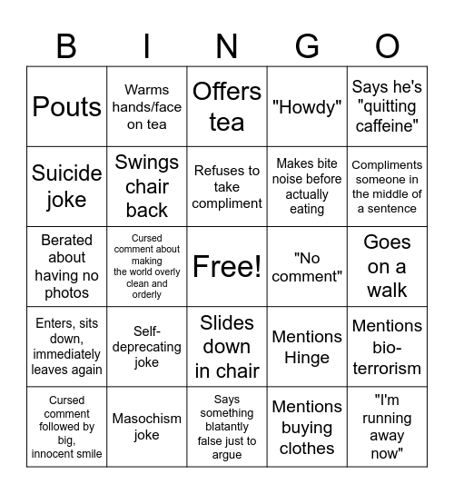 Hunter Bingo Card