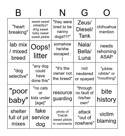 Bully Bingo! Bingo Card