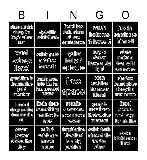 restless stars bingo Card