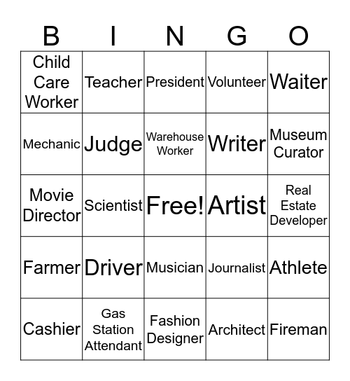 Career Bingo Card