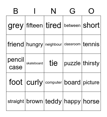 Family and Friends Bingo Card