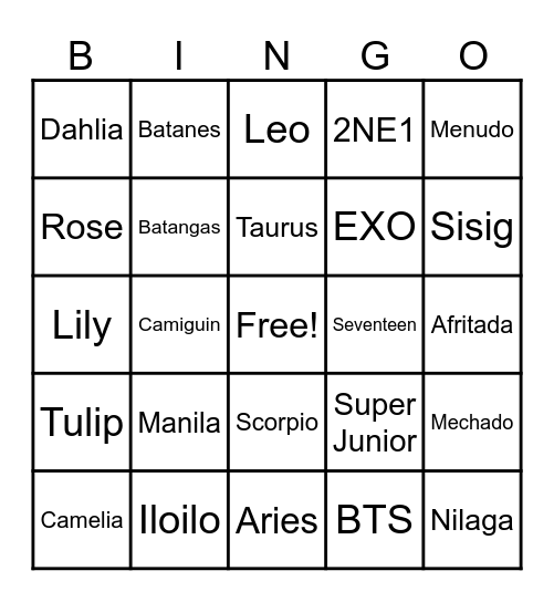 BU Knights BINGO Card