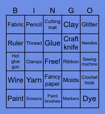 Craft supplies within my reach Bingo Card