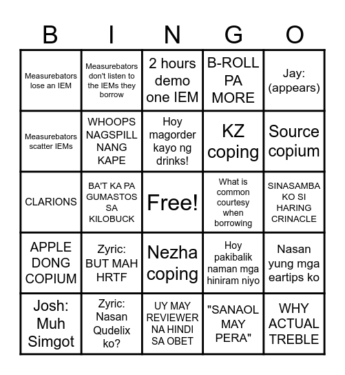 Mga FACkers Bingo Card