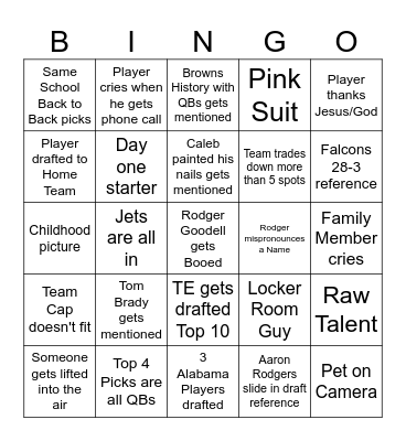 Draft Night Bingo HansK Bingo Card