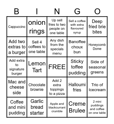 Upsell Bingo Card