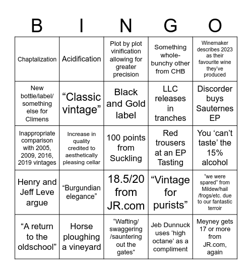 WineEP Bdx 2023 Bingo Card