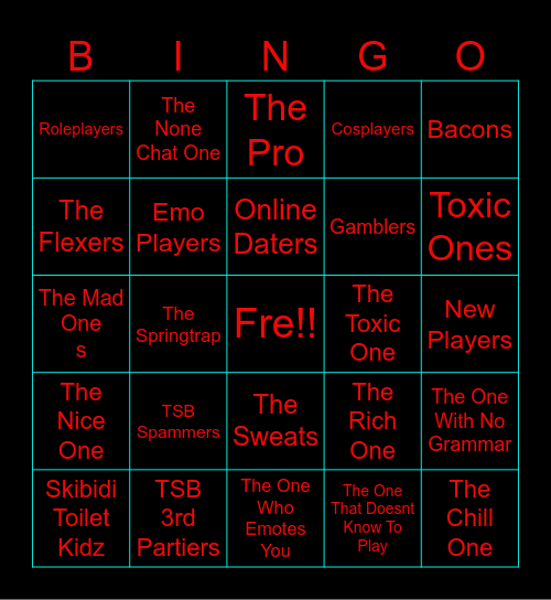 Roblox Bingo Card