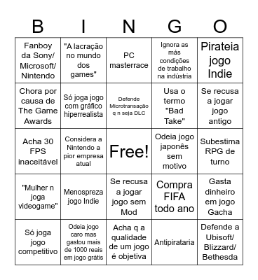 Gamer Insuportável Bingo Card