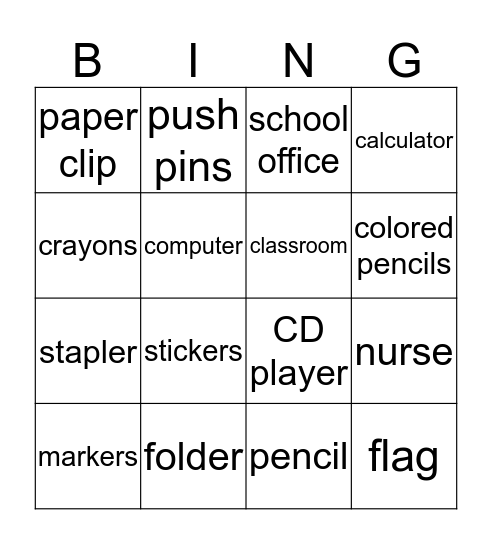 Bingo- Lesson 21/22/23 Bingo Card