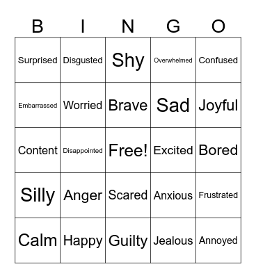 What am I feeling? Bingo Card