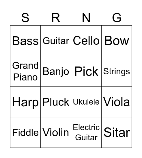String-O Bingo Card