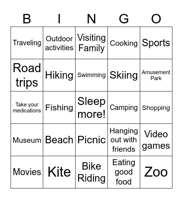 Spring Break! Bingo Card