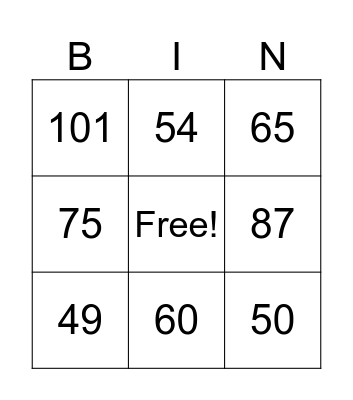 NUMEROS DEL 30 AL 100 Bingo Card