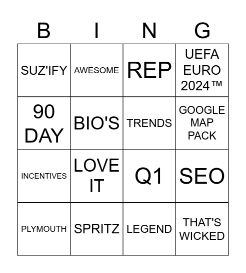 BISH BASH BOSH Bingo Card