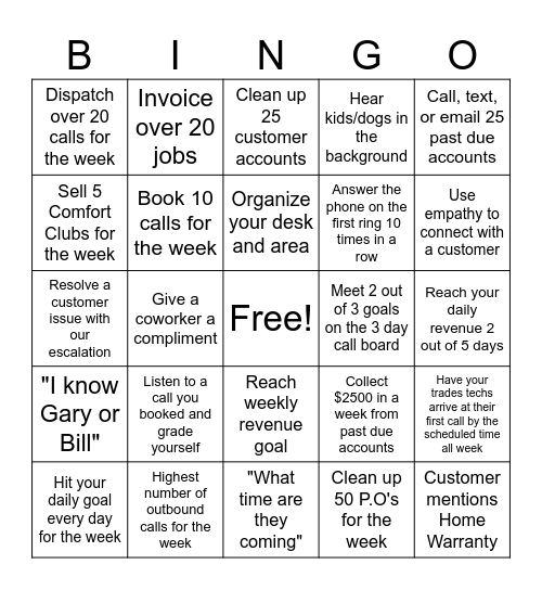 DSR BINGO Card