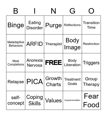 Reflections Bingo Card