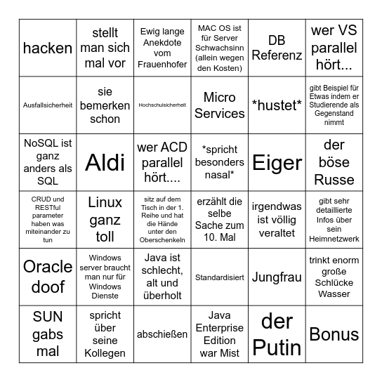 Specht Bingo Card