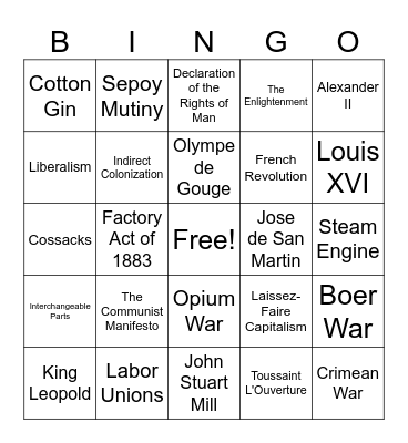 Units 5&6 Bingo Card