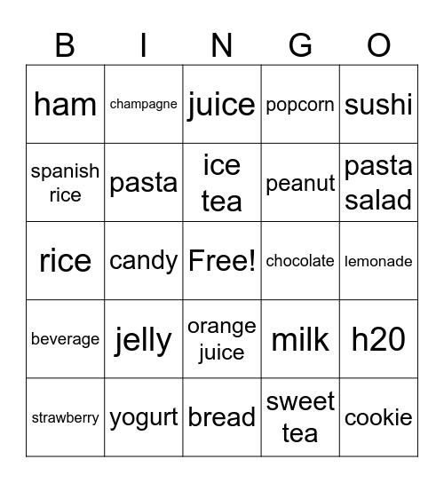 ASL Foodie Bingo Card