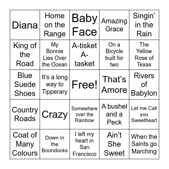 Music Bingo May Bingo Card
