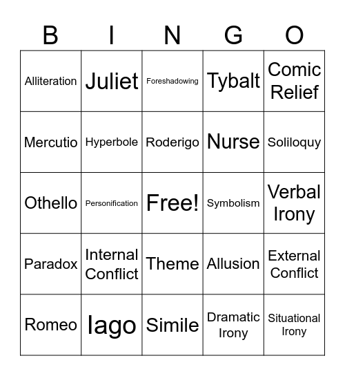 Bard Bingo! Bingo Card