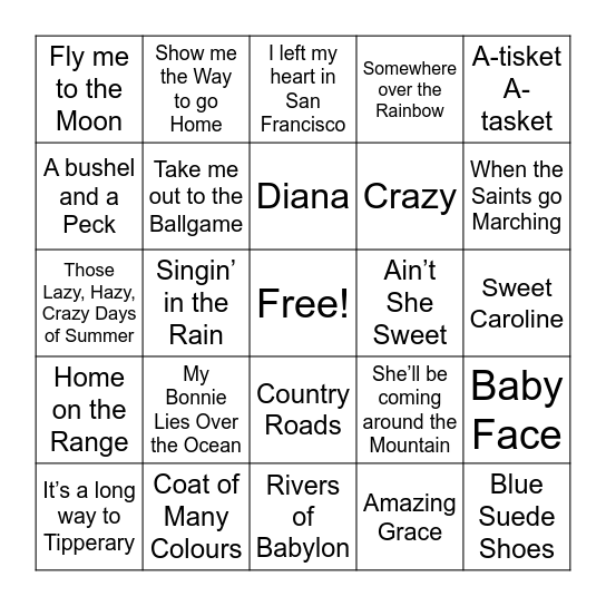 Music Bingo May Bingo Card