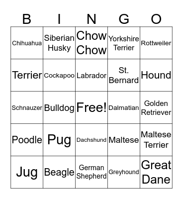 Canary Woof Bingo Card