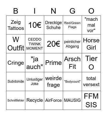 DATE BING Bingo Card