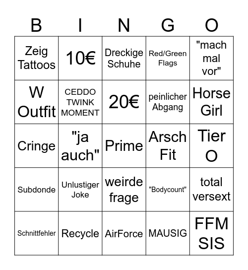 DATE BING Bingo Card