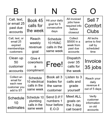 CSR/DSR Bingo Card