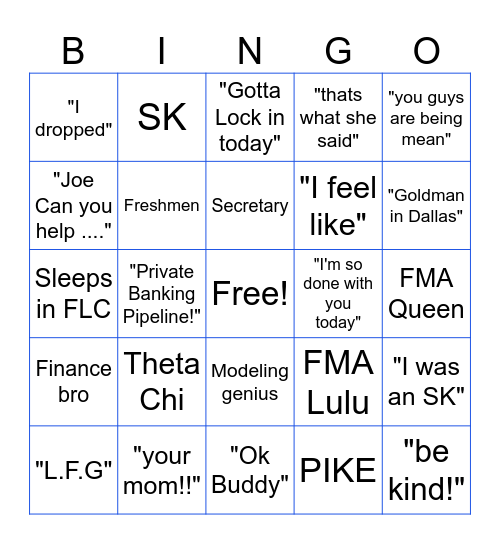 FMA Queen sayings and actions Bingo Card