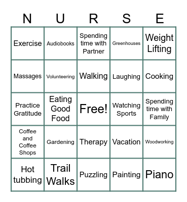 WDGPH Nurses' Week Self-Care Bingo Card