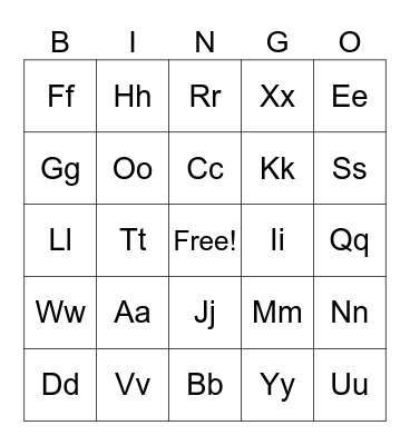 Alphabet Bingo Card