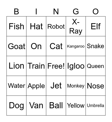 Alphabet Bingo Card