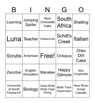 Student Success Coaches Bingo Card