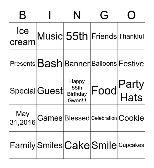 Happy Birthday Gwendolyn Bingo Card