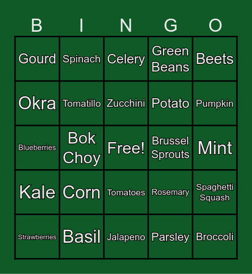 Round 1: Name That Garden Plant! Bingo Card